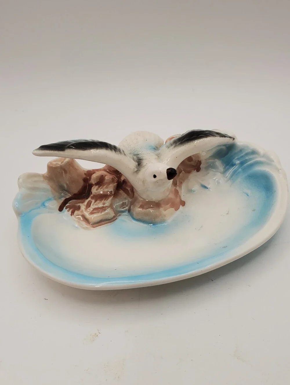 Vintage Ceramic Seagull Shell Trinket Dish Ashtray Mid-Century Japan CoastalBrin